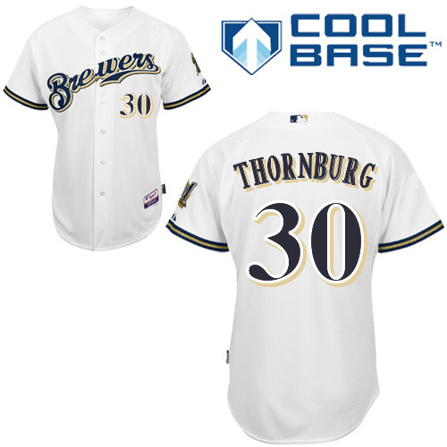 Tyler Thornburg #30 MLB Jersey-Milwaukee Brewers Men's Authentic Home White Cool Base Baseball Jersey